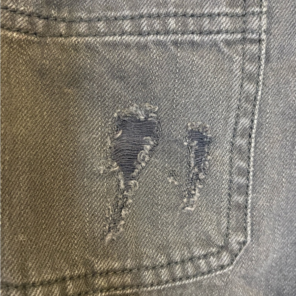 Hollister Black Denim Overall Mini Dress Y2K Grunge Embroidered Flowers Small - Picture 6 of 9